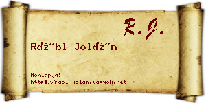 Rábl Jolán névjegykártya