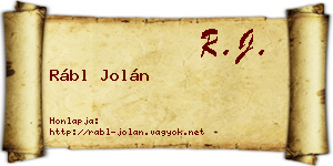 Rábl Jolán névjegykártya
